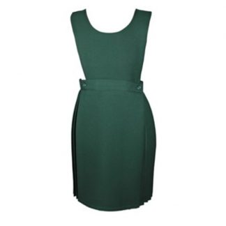 bottle green pinafore dress